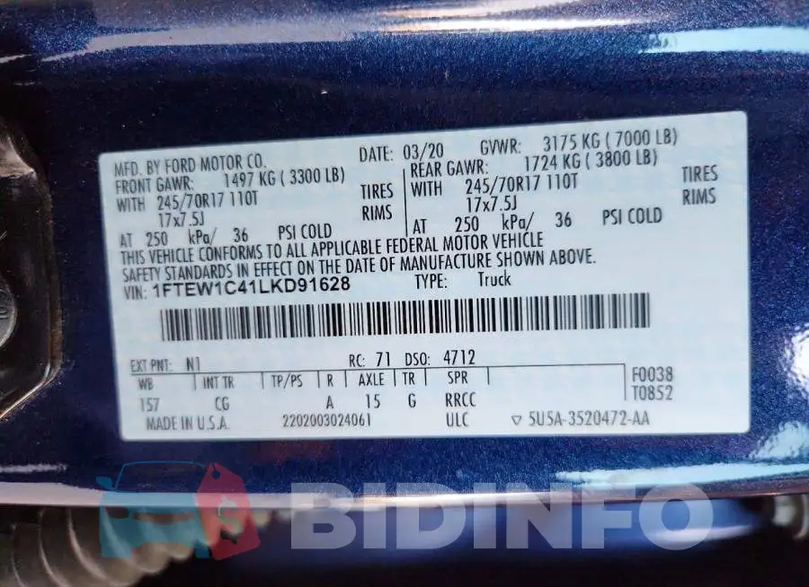 1FTEW1C41LKD91628 Photo# 12