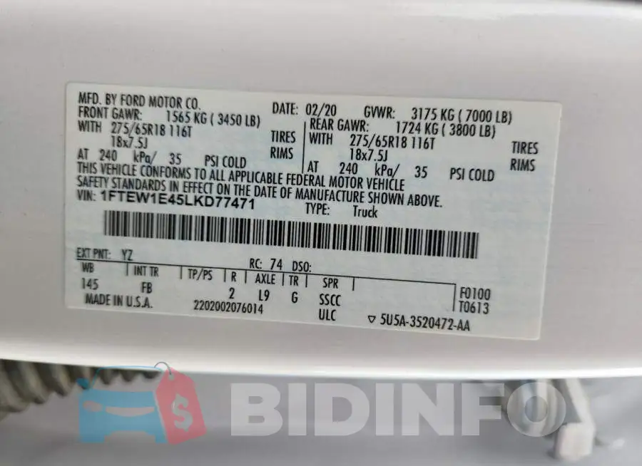 1FTEW1E45LKD77471 Photo# 12
