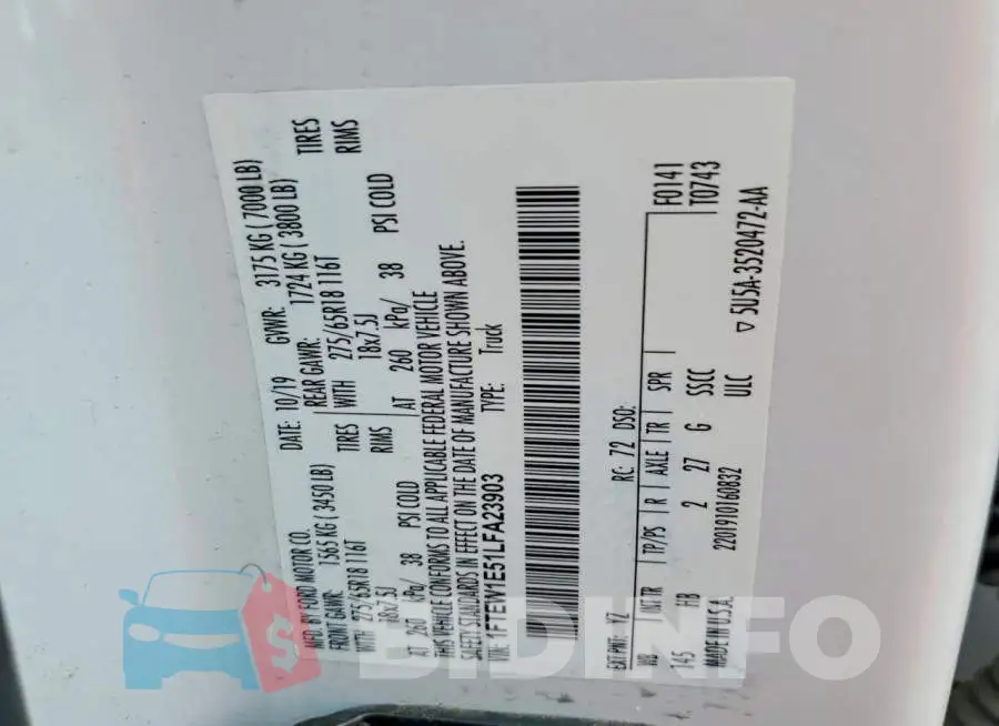 1FTEW1E51LFA23903 Photo# 13
