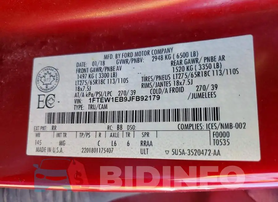 1FTEW1EB9JFB92179 Photo# 12