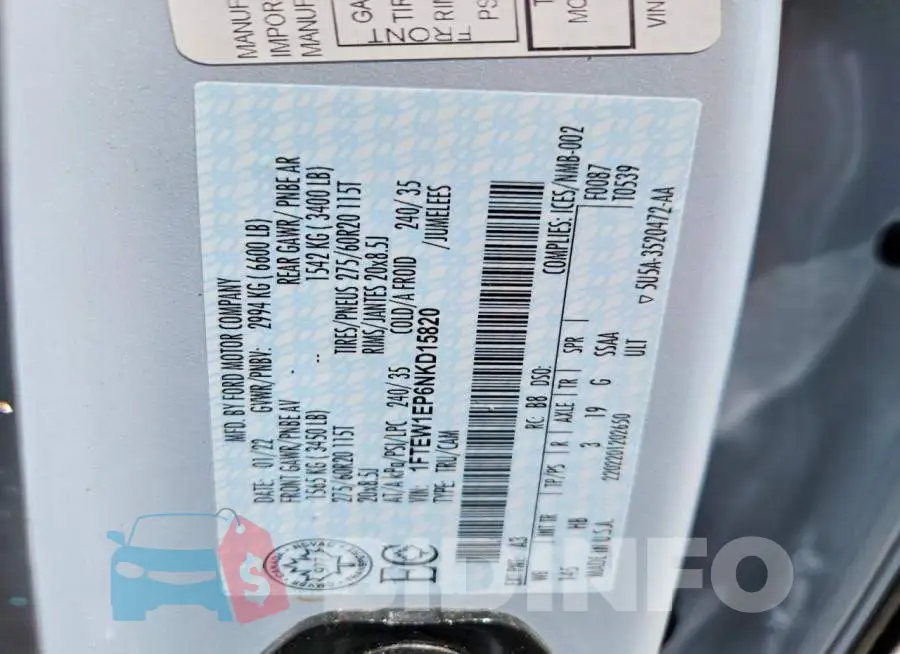 1FTEW1EP6NKD15820 Photo# 12