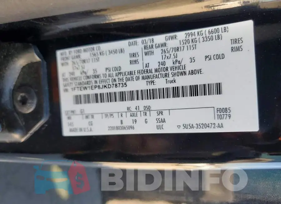 1FTEW1EP8JKD78735 Photo# 13