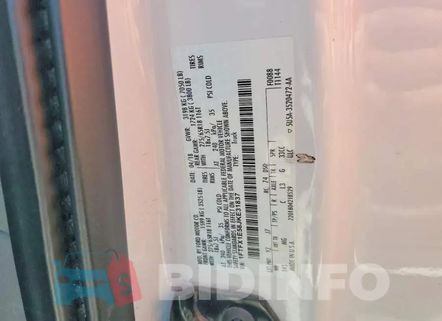 1FTFX1E58JKE31837 Photo# 12