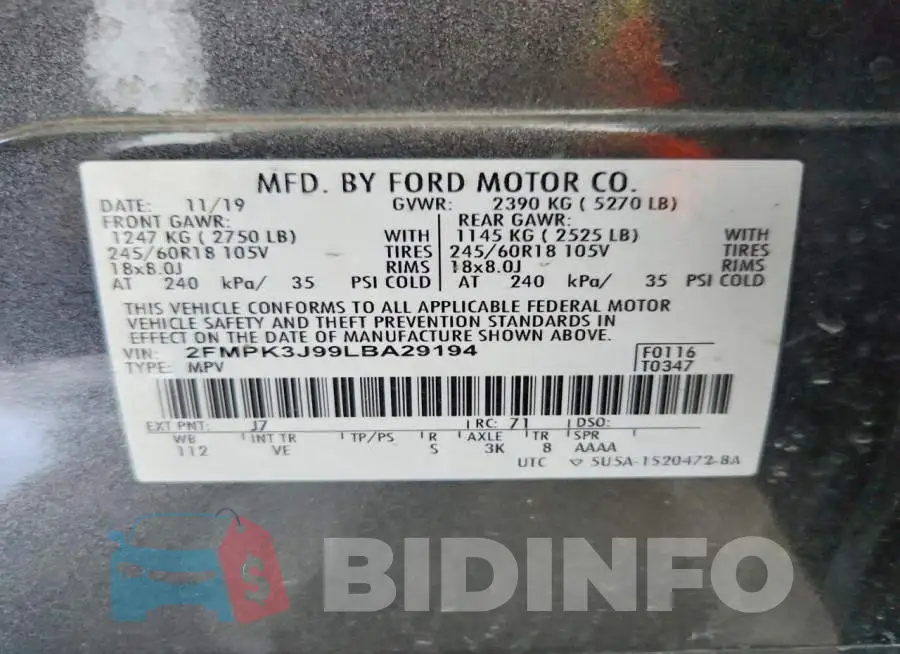 2FMPK3J99LBA29194 Photo# 13