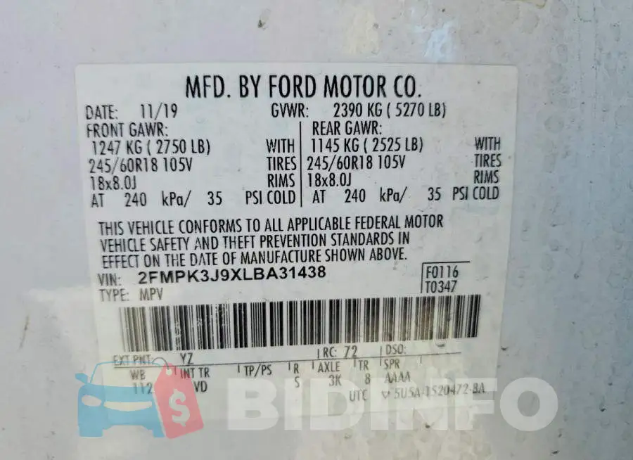 2FMPK3J9XLBA31438 Photo# 13