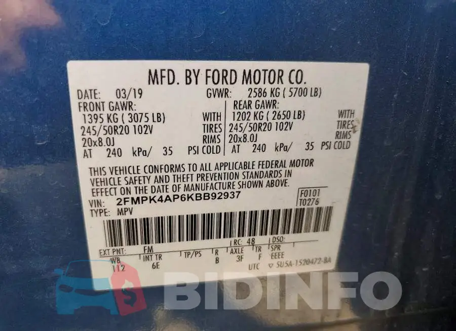 2FMPK4AP6KBB92937 Photo# 12