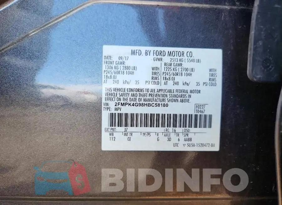 2FMPK4G98HBC58180 Photo# 14