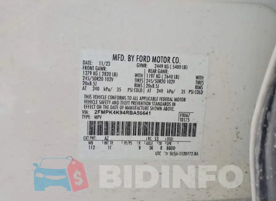 2FMPK4K94RBA56641 Photo# 13