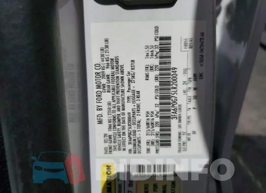 3FA6P0G75LR200049 Photo# 12