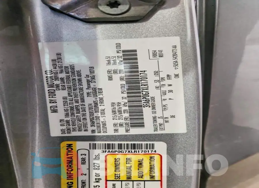 3FA6P0G7XLR170174 Photo# 13