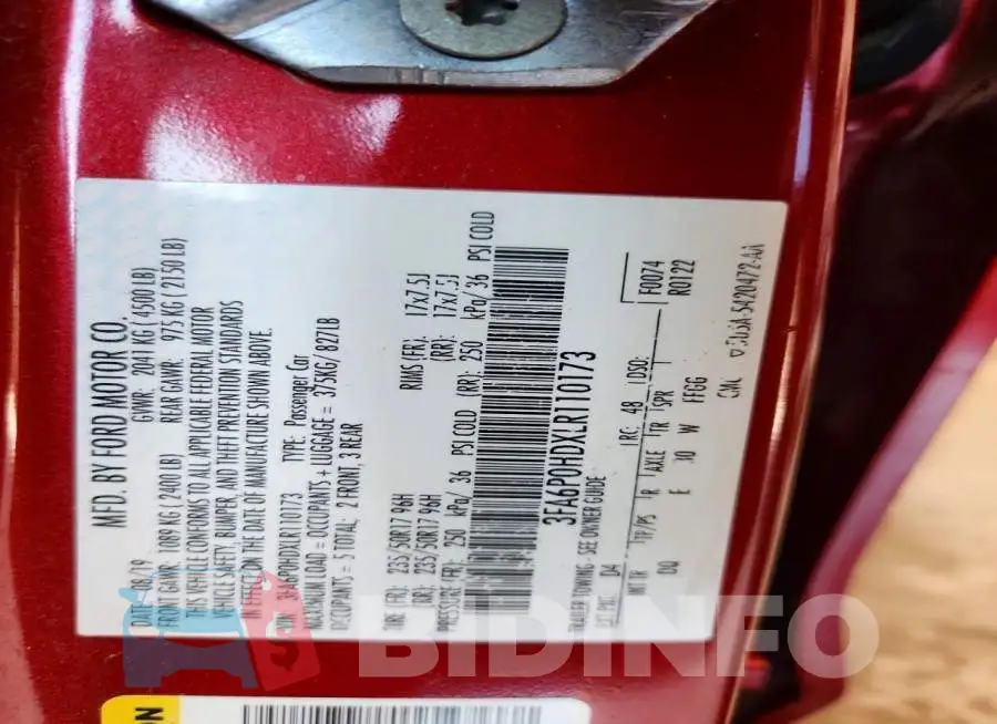 3FA6P0HDXLR110173 Photo# 12