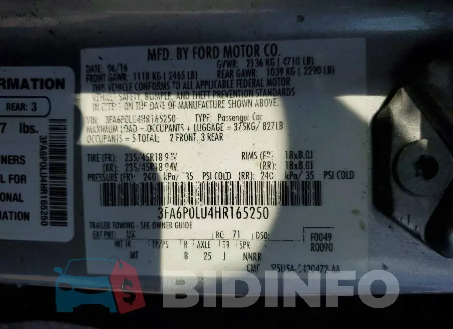 3FA6P0LU4HR165250 Photo# 12