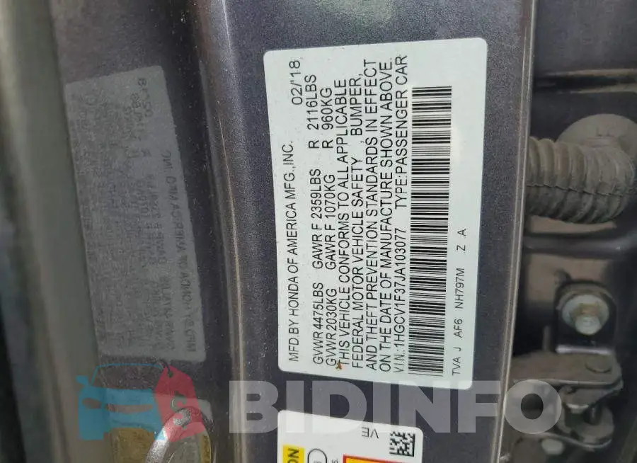 1HGCV1F37JA103077 Photo# 12