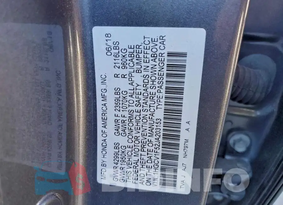 1HGCV1F52JA203153 Photo# 12