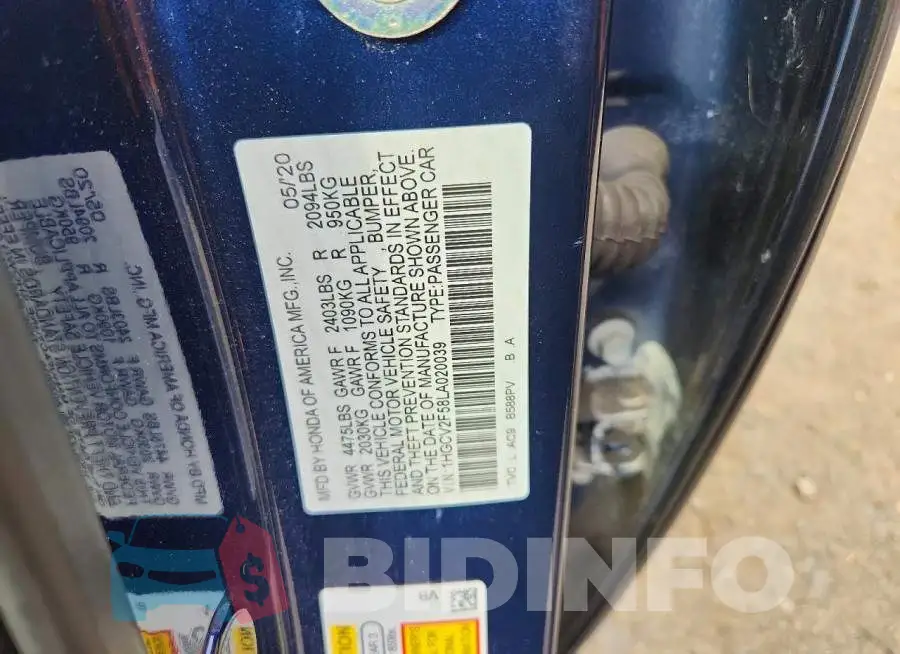 1HGCV2F58LA020039 Photo# 12