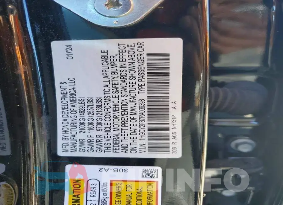 1HGCY2F87RA039398 Photo# 12