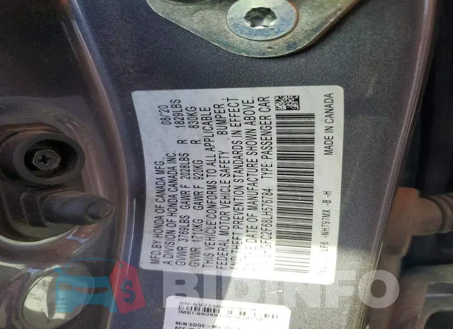 2HGFC2F68LH576784 Photo# 12