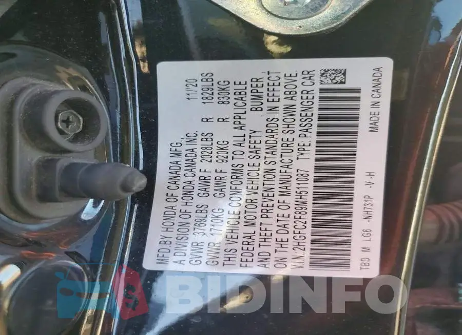 2HGFC2F89MH511087 Photo# 12