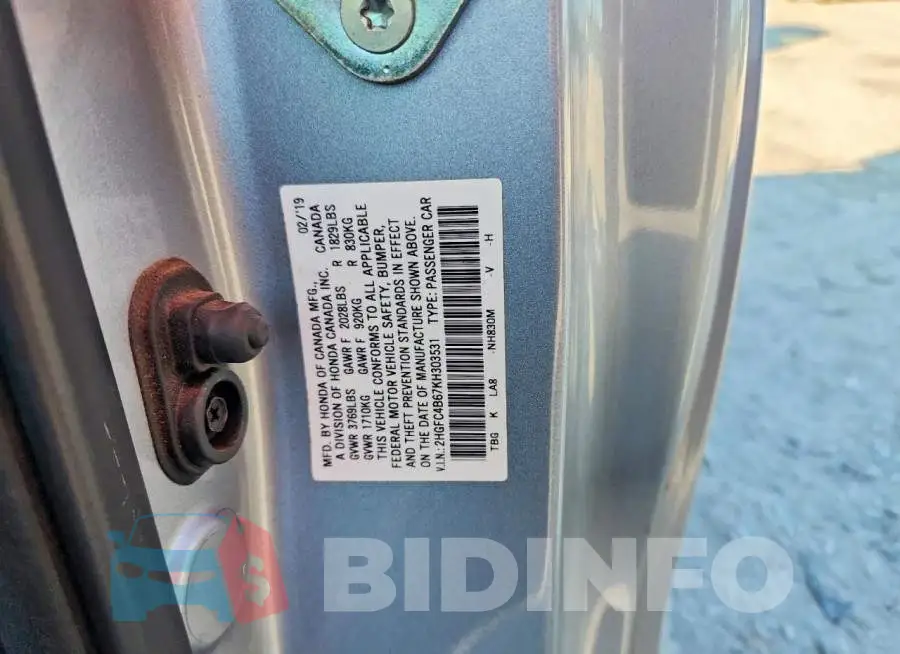 2HGFC4B67KH303531 Photo# 12