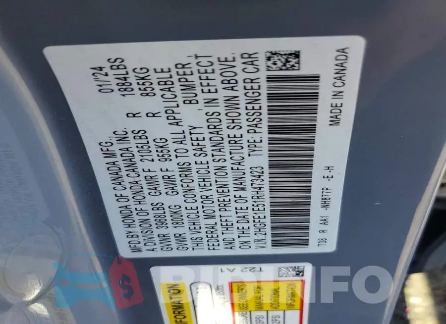2HGFE1E51RH473423 Photo# 12