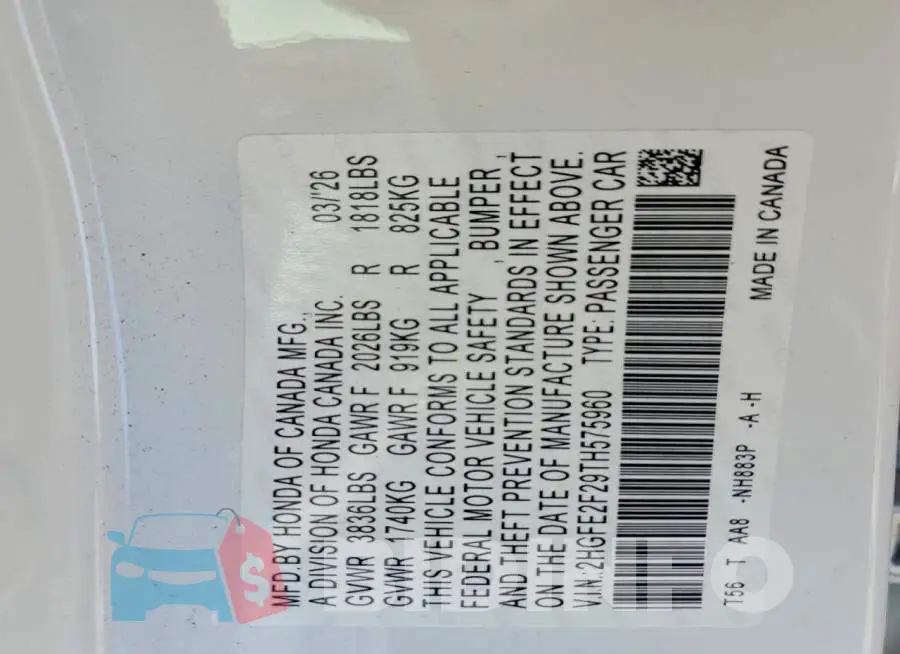 2HGFE2F29TH575960 Photo# 13