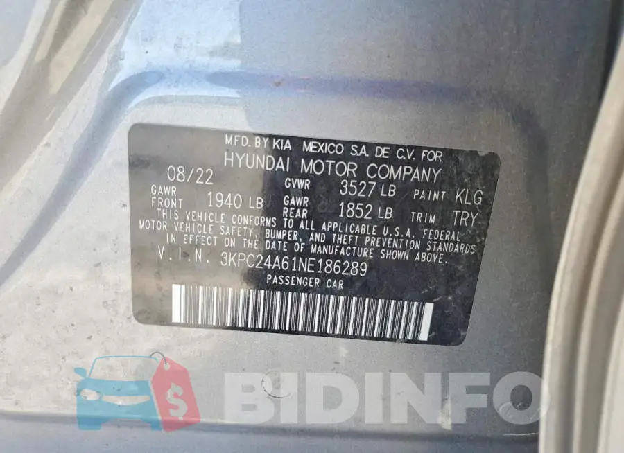3KPC24A61NE186289 Photo# 13
