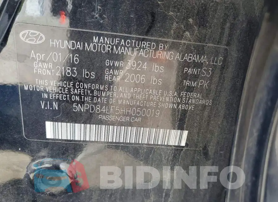 5NPD84LF5HH050019 Photo# 13