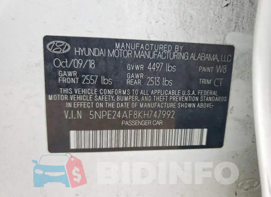 5NPE24AF8KH747992 Photo# 12