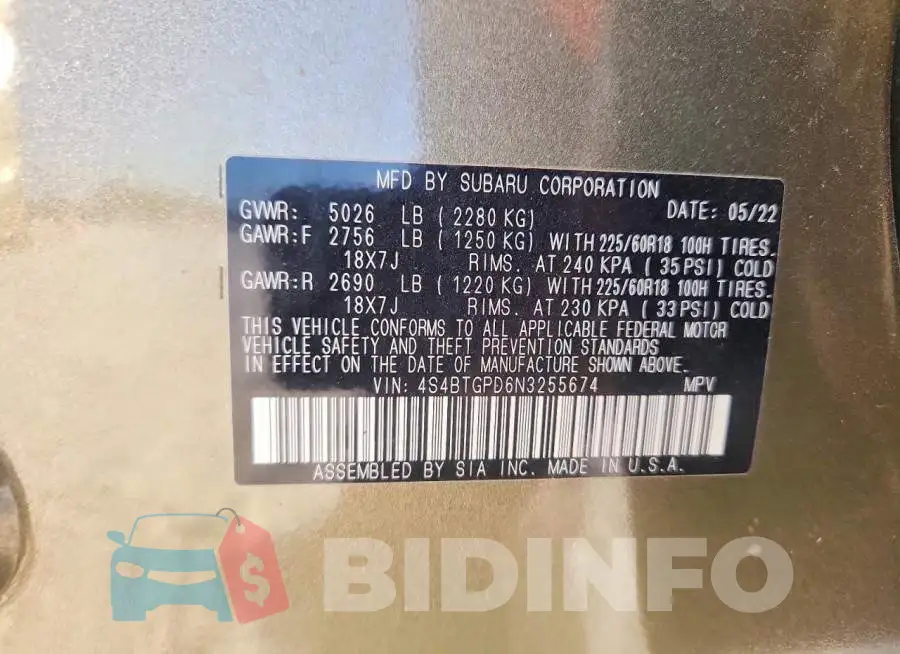 4S4BTGPD6N3255674 Photo# 13