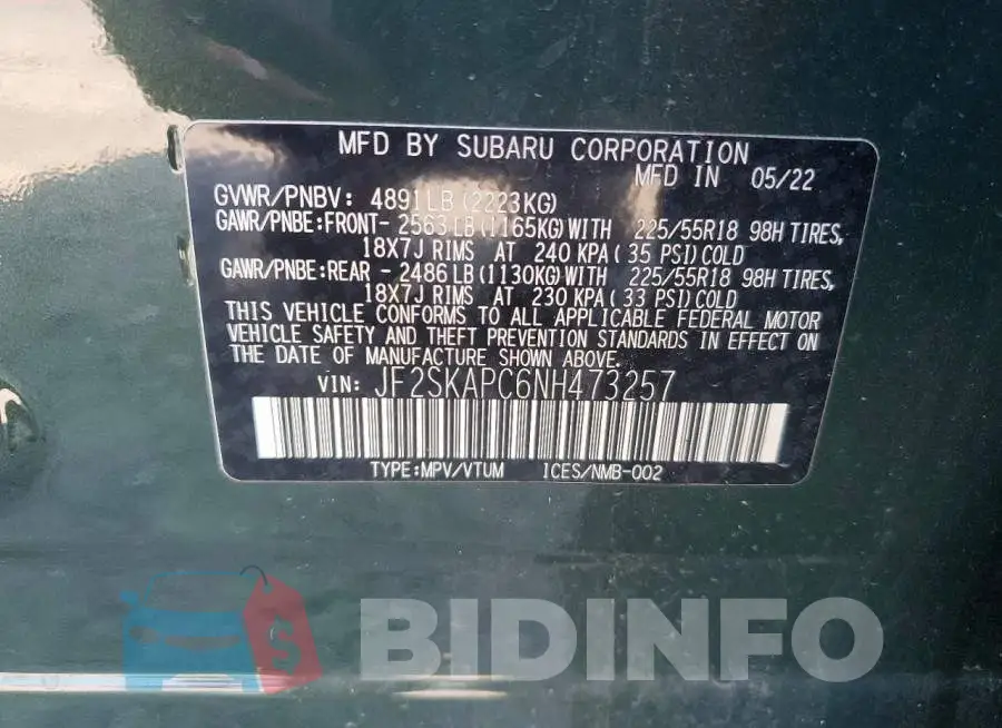 JF2SKAPC6NH473257 Photo# 13