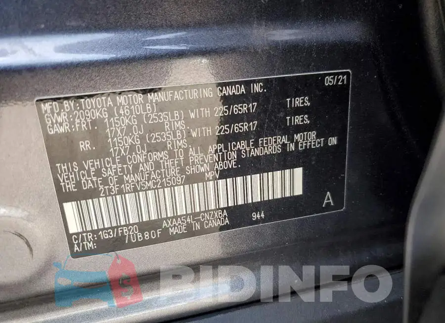 2T3F1RFV5MC215097 Photo# 12