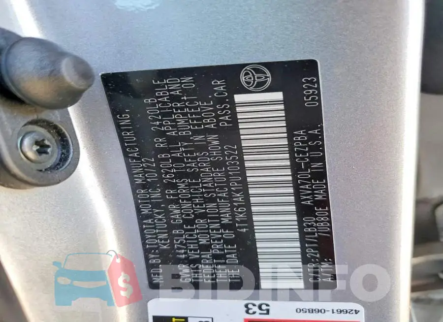 4T1K61AK1PU103522 Photo# 12