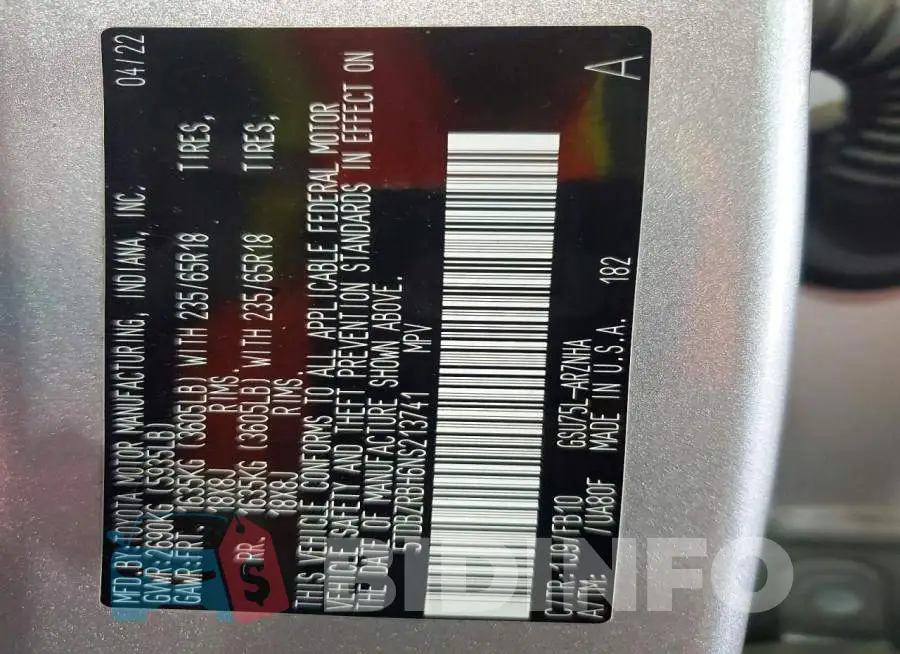 5TDBZRBH6NS213741 Photo# 13