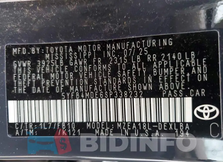 5YFB4MDE6SP338232 Photo# 12