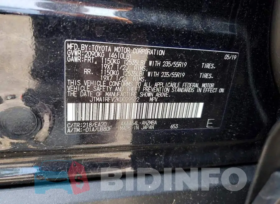 JTMA1RFV2KD029522 Photo# 12