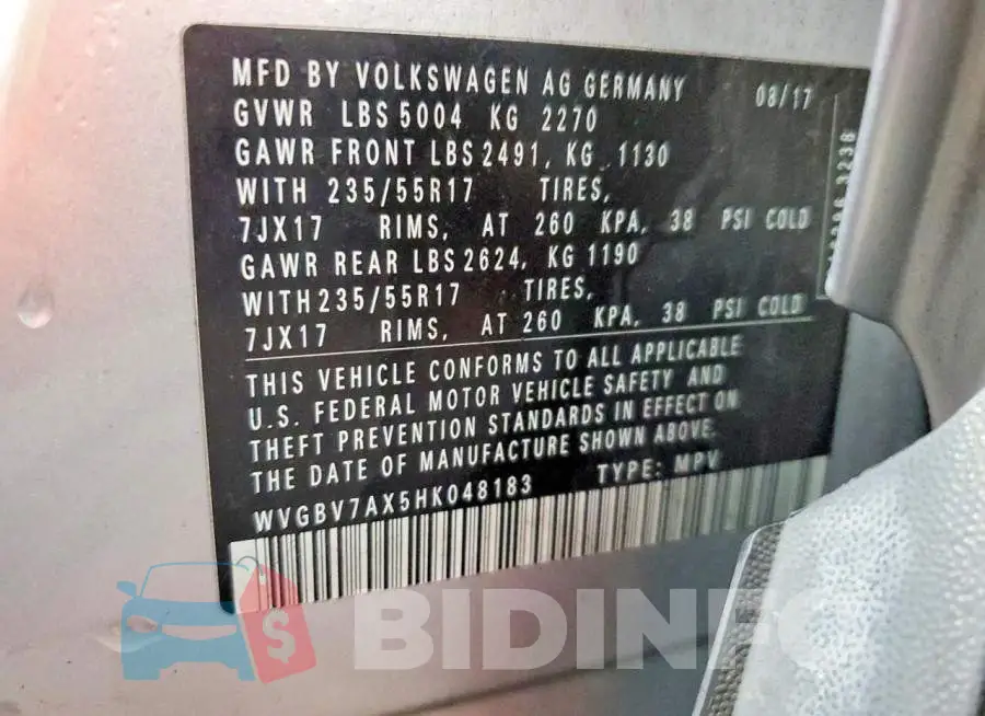 WVGBV7AX5HK048183 Photo# 12