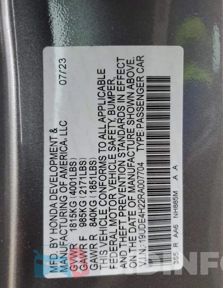 19UDE4H22RA007704 Photo# 12