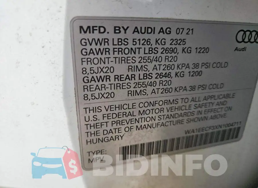 WA1EECF3XN1004711 Photo# 13