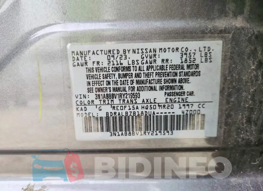 3N1AB8BV1RY219593 Photo# 12