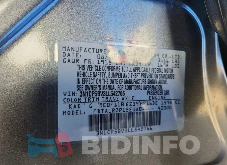3N1CP5BV3LL542766 Photo# 14