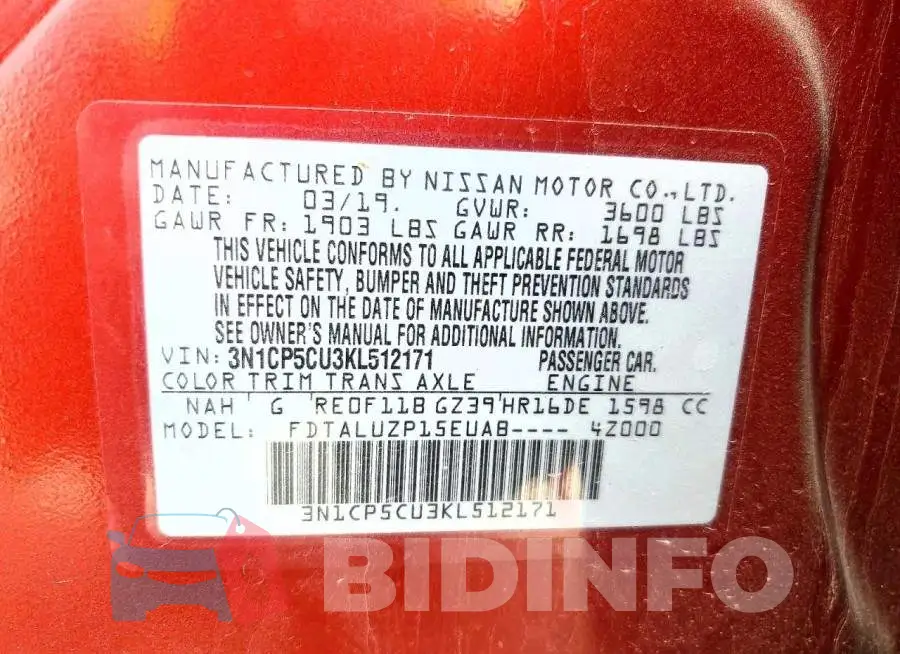 3N1CP5CU3KL512171 Photo# 12