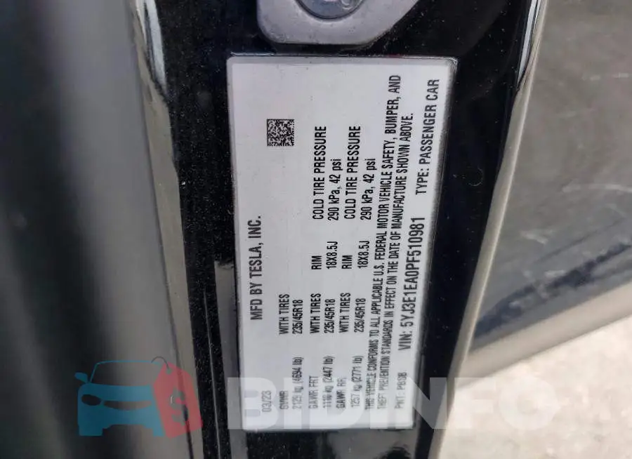 5YJ3E1EA0PF510981 Photo# 12