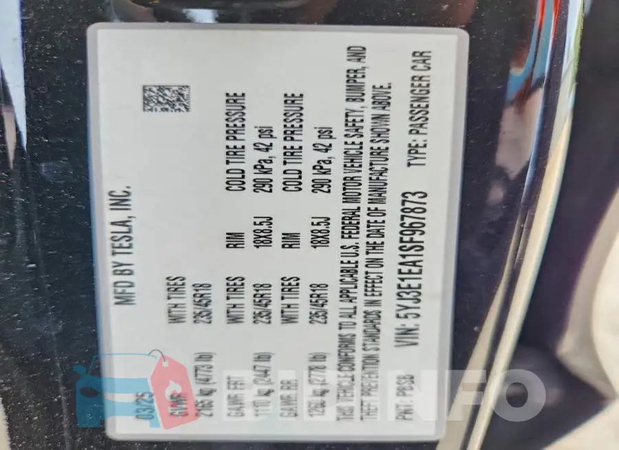 5YJ3E1EA1SF967873 Photo# 12