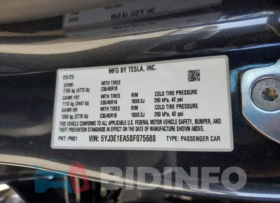 5YJ3E1EA5SF075688 Photo# 12