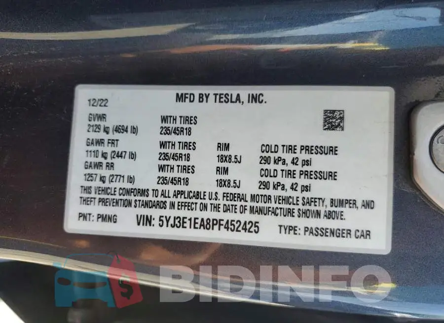 5YJ3E1EA8PF452425 Photo# 12