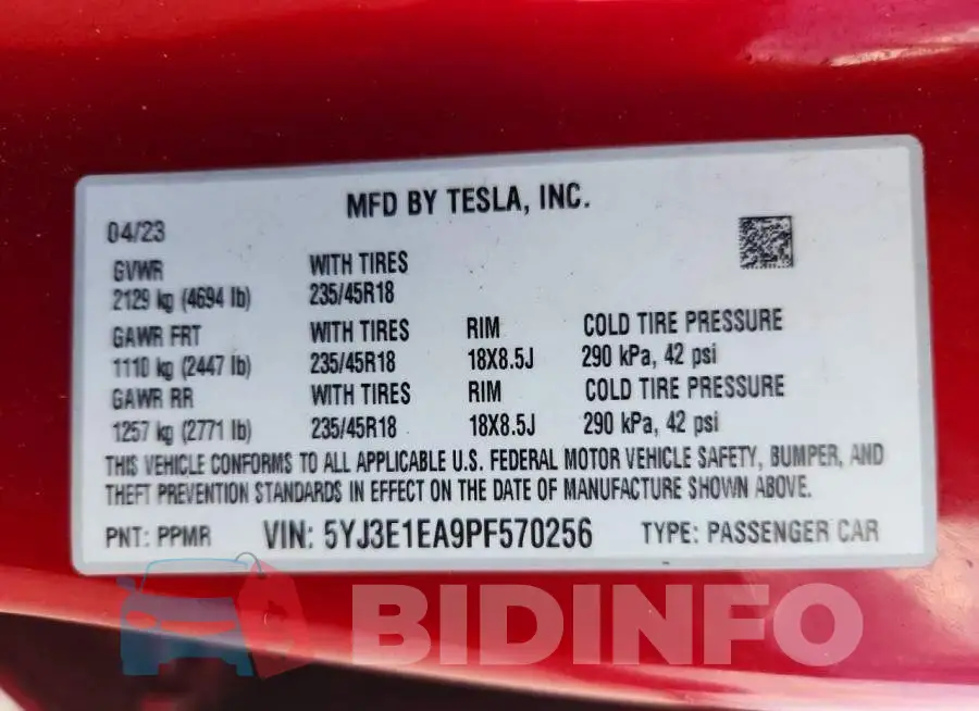 5YJ3E1EA9PF570256 Photo# 12