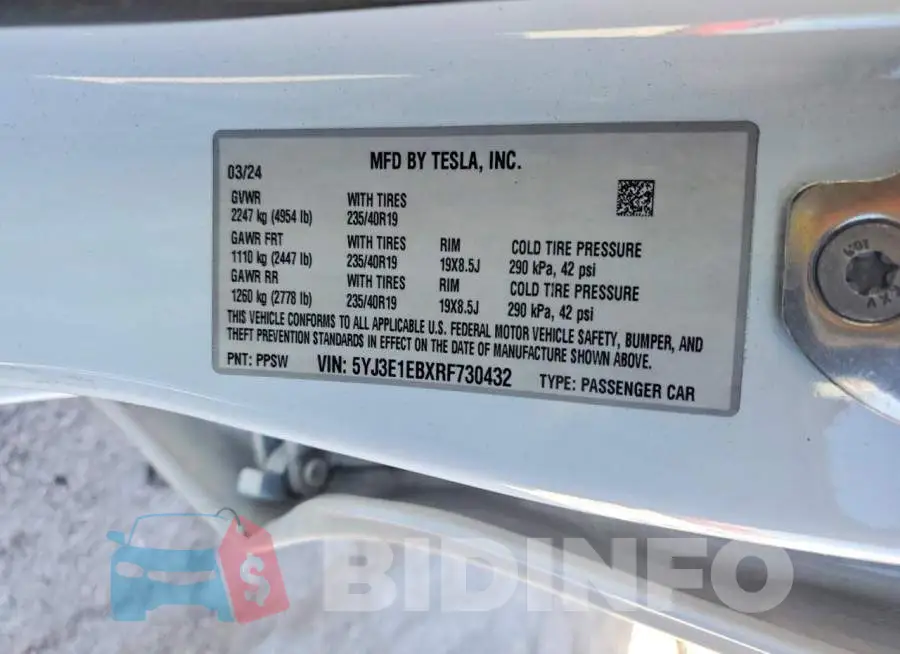 5YJ3E1EBXRF730432 Photo# 13