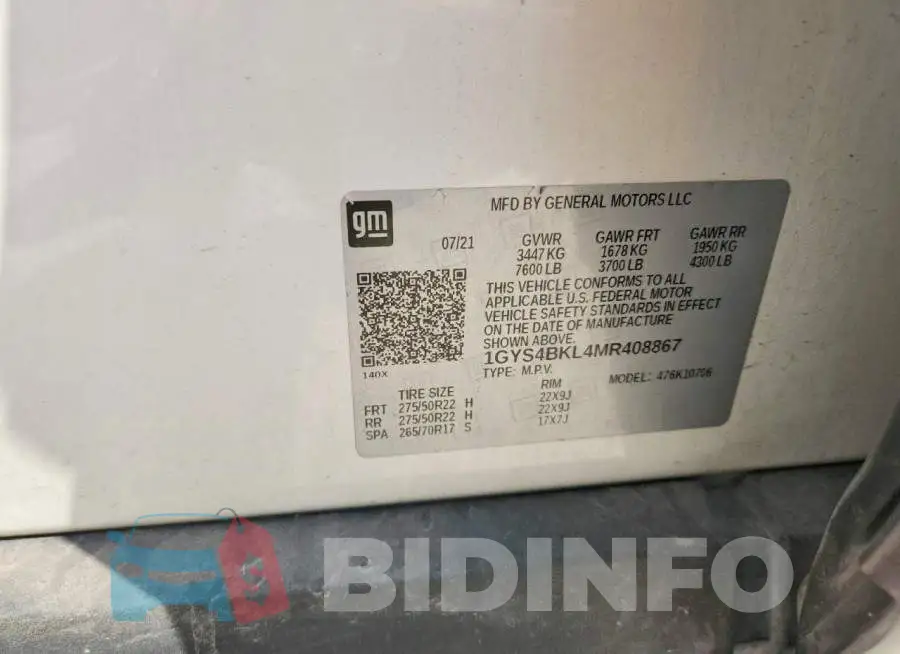 1GYS4BKL4MR408867 Photo# 13