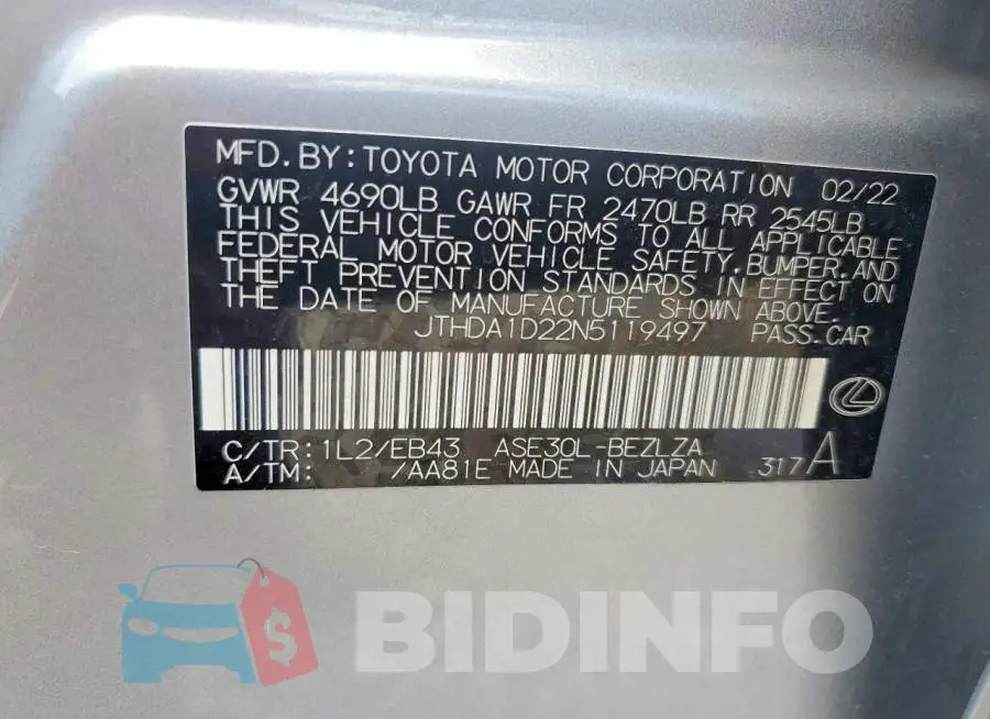 JTHDA1D22N5119497 Photo# 13