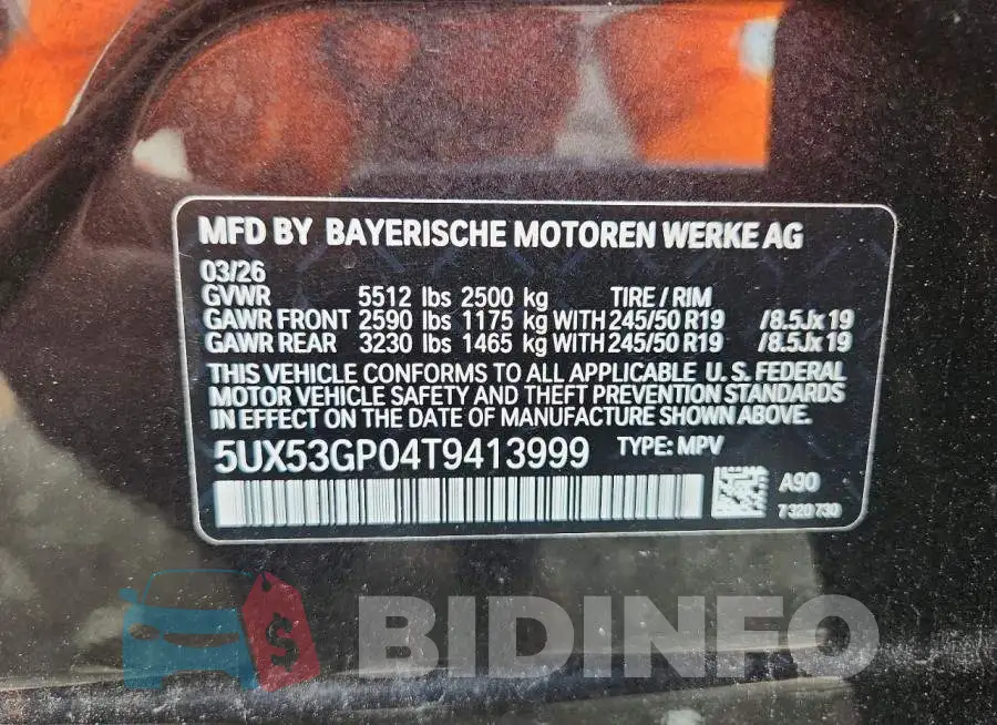 5UX53GP04T9413999 Photo# 13